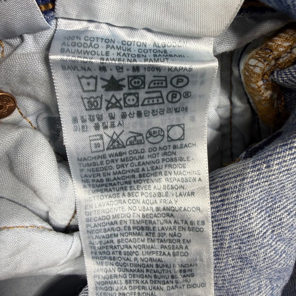 Levis 501 Light Wash Lasso Rope Embroidered Distressed Straight Leg Jeans 26x28 - Picture 9 of 11